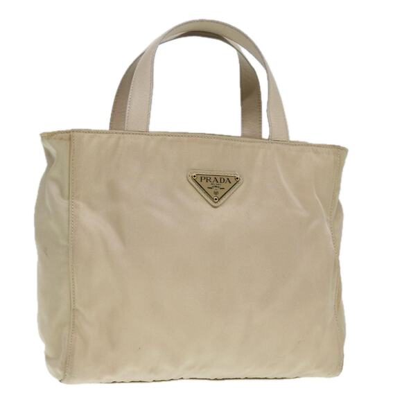 PRADA Hand Bag Nylon Beige Gold - Picture 1 of 16